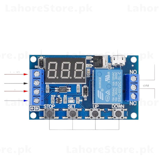 DC 6-30V Digital Timer Relay Module LED Display Programmable Delay Cycle Timer Switch