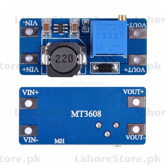 MT3608 DC-DC Boost Converter Module 2A – Adjustable Step-Up 2V-24V to 5V-28V | Micro USB & Type-C