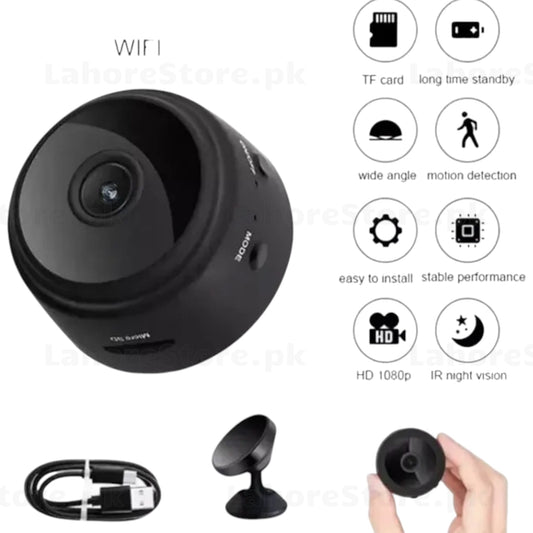 A9 Mini WiFi Camera features - TF card, night vision, motion detection, HD 1080p
