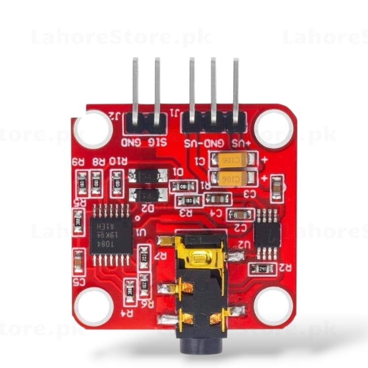 Electret Microphone Amplifier Module TDA1084 - bottom view showing pin labels GND SIG US+