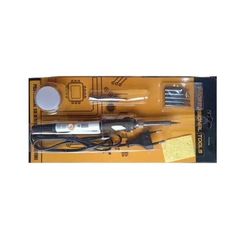 90B Professional Soldering Iron Kit retail blister packaging back view showing all accessories
