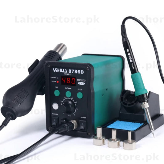 YH 8786D Heat Gun Soldering Iron Welding Station | 3‑in‑1 Hot Air, Soldering & Welding Tool