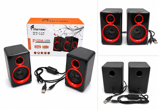 Hotmai HT-165 Prime USB Multimedia Speaker 2.0 Channel - Black and Red