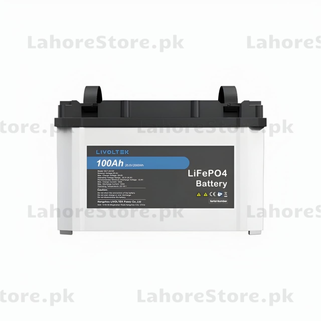 LIVOTEK LiFePO4 battery on a white background