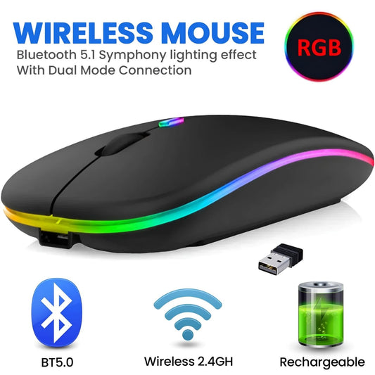 Wireless RGB Mouse | Dual Mode Bluetooth 5.1 & 2.4GHz |