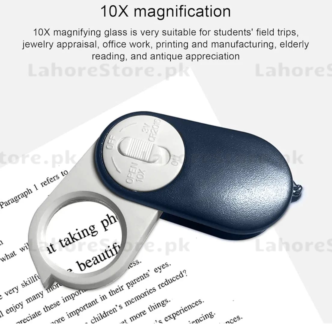 Foldable LED Magnifier Keychain – Portable Pocket Magnifying Glass