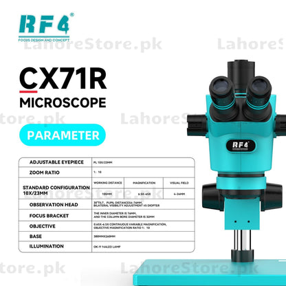 RF CX71R Trinocular Stereo Microscope for Laboratory & Industrial Inspection