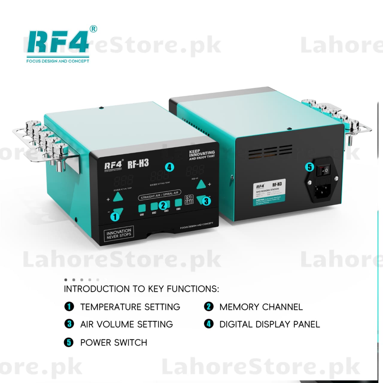 RF H3 Hot Air Rework Station – Digital Temperature & Airflow Control | LahoreStore`