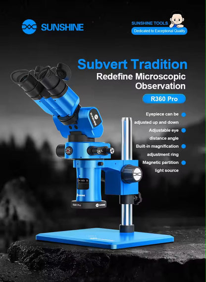 SS R360 PRO Rotating Stereo Microscope – 360° View for PCB & Mobile Repair | LahoreStore