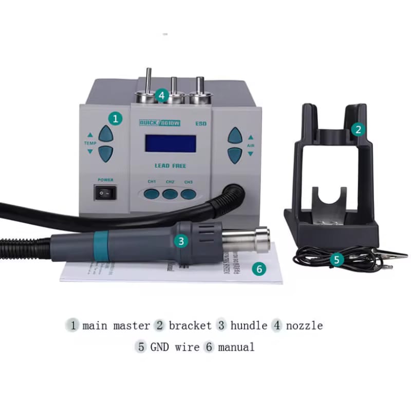 QC 861DW Hot Air Rework Station – Digital Temperature Control for PCB & Mobile Repair | LahoreStore