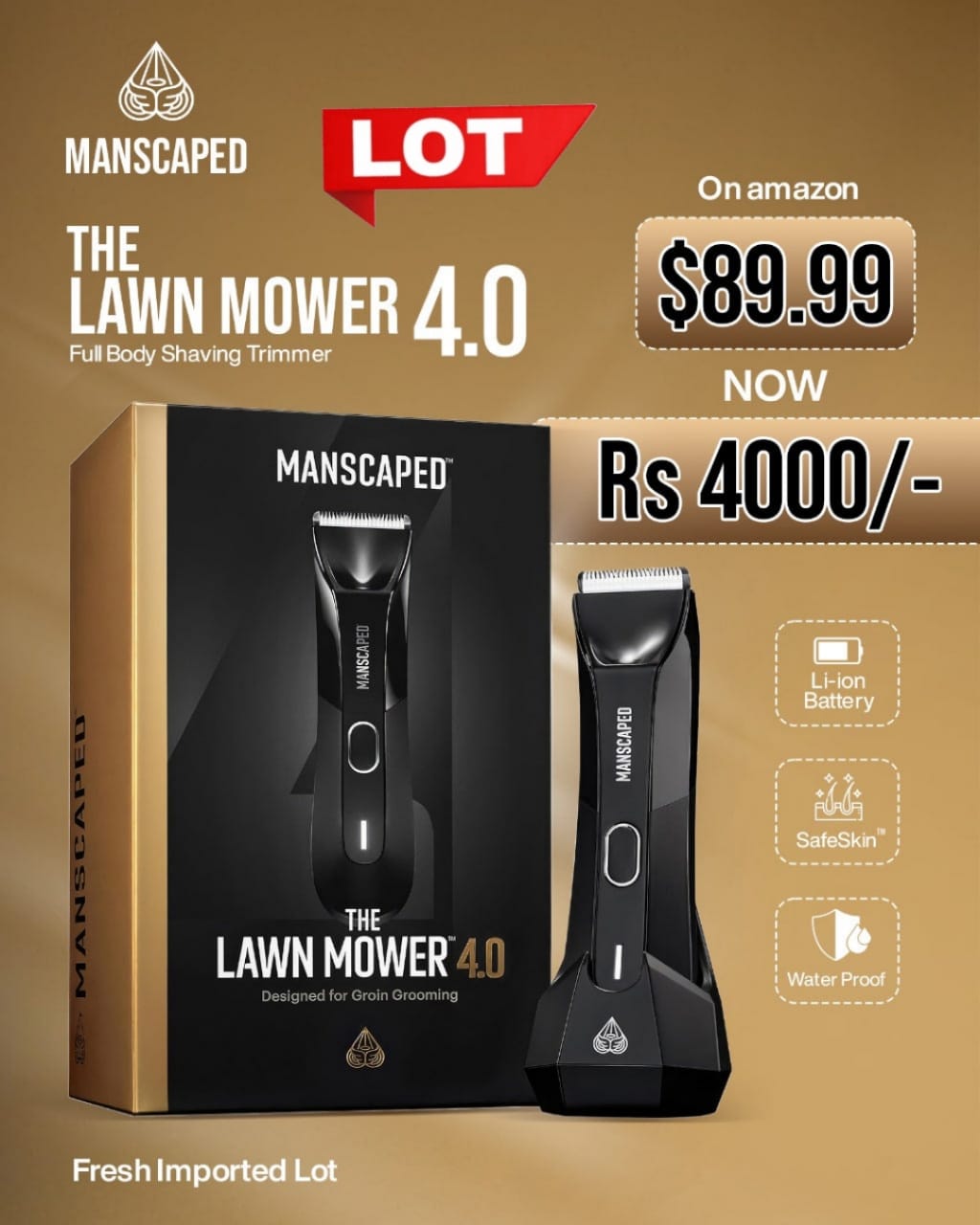 MANSCAPED® Lawn Mower® 4.0 PRO – SkinSafe® Groin & Body Trimmer (Lot)