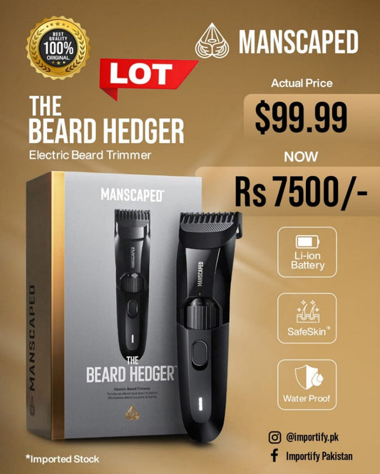 MANSCAPED® The Beard Hedger® | Premium Beard Trimmer with 20 Adjustable Lengths, Stainless Steel T-Blade, Waterproof Cordless Clipper (Lot)