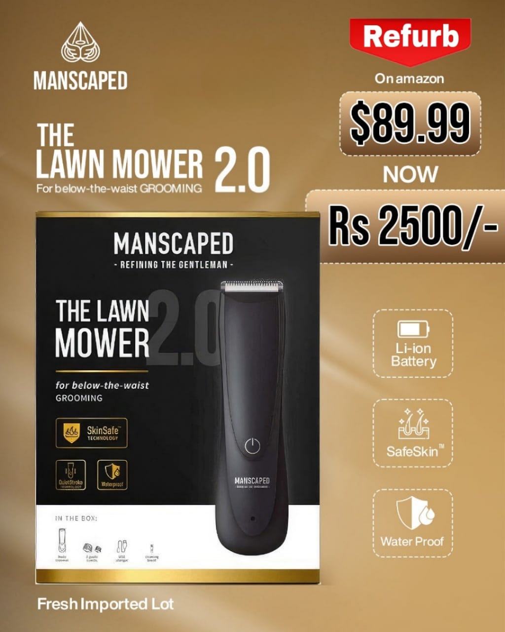 MANSCAPED® Lawn Mower® 2.0 – Waterproof Groin & Body Trimmer (Refurb)