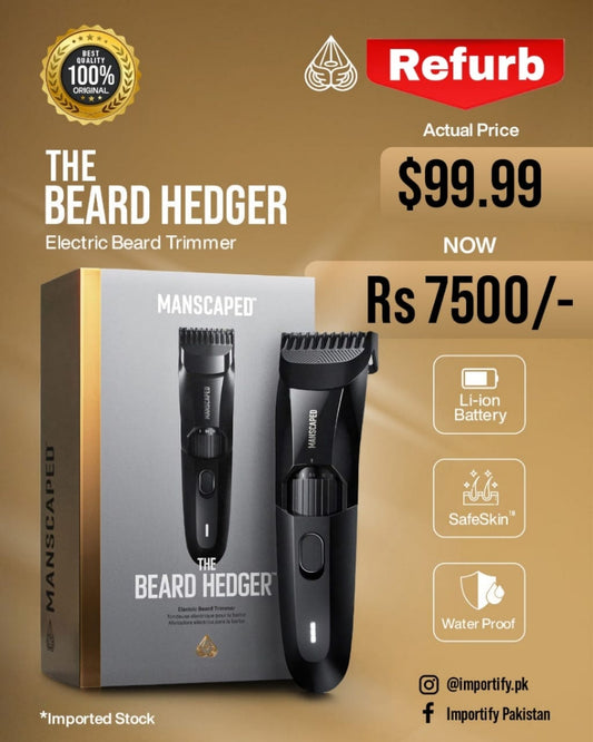 MANSCAPED® The Beard Hedger® | Premium Beard Trimmer with 20 Adjustable Lengths, Stainless Steel T-Blade, Waterproof Cordless Clipper (refurb)