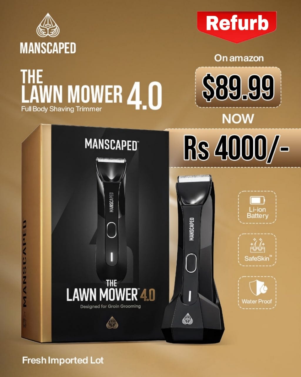 MANSCAPED® Lawn Mower® 4.0 PRO – SkinSafe® Groin & Body Trimmer (Lot)