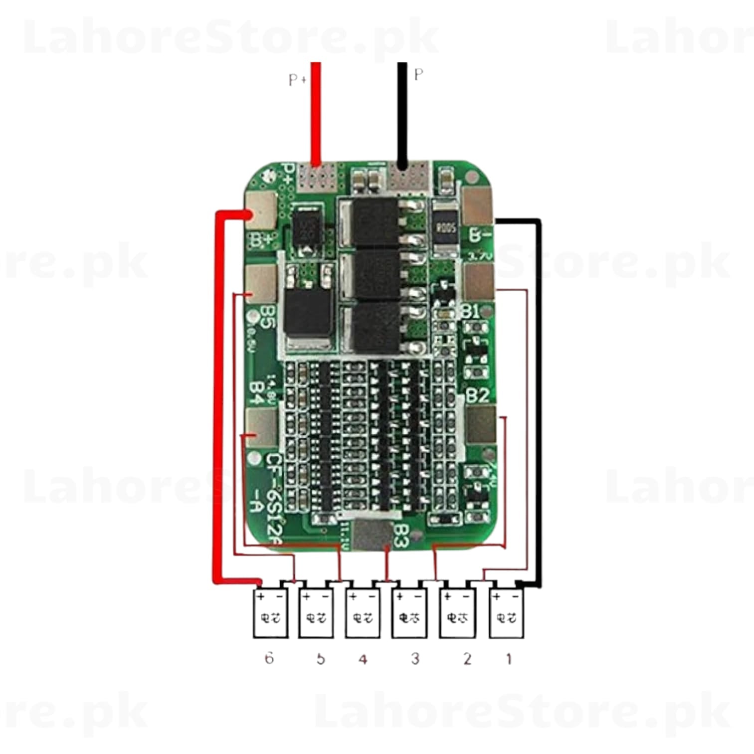 CF-6S12A 6S BMS board wiring diagram showing 6 cell connections
