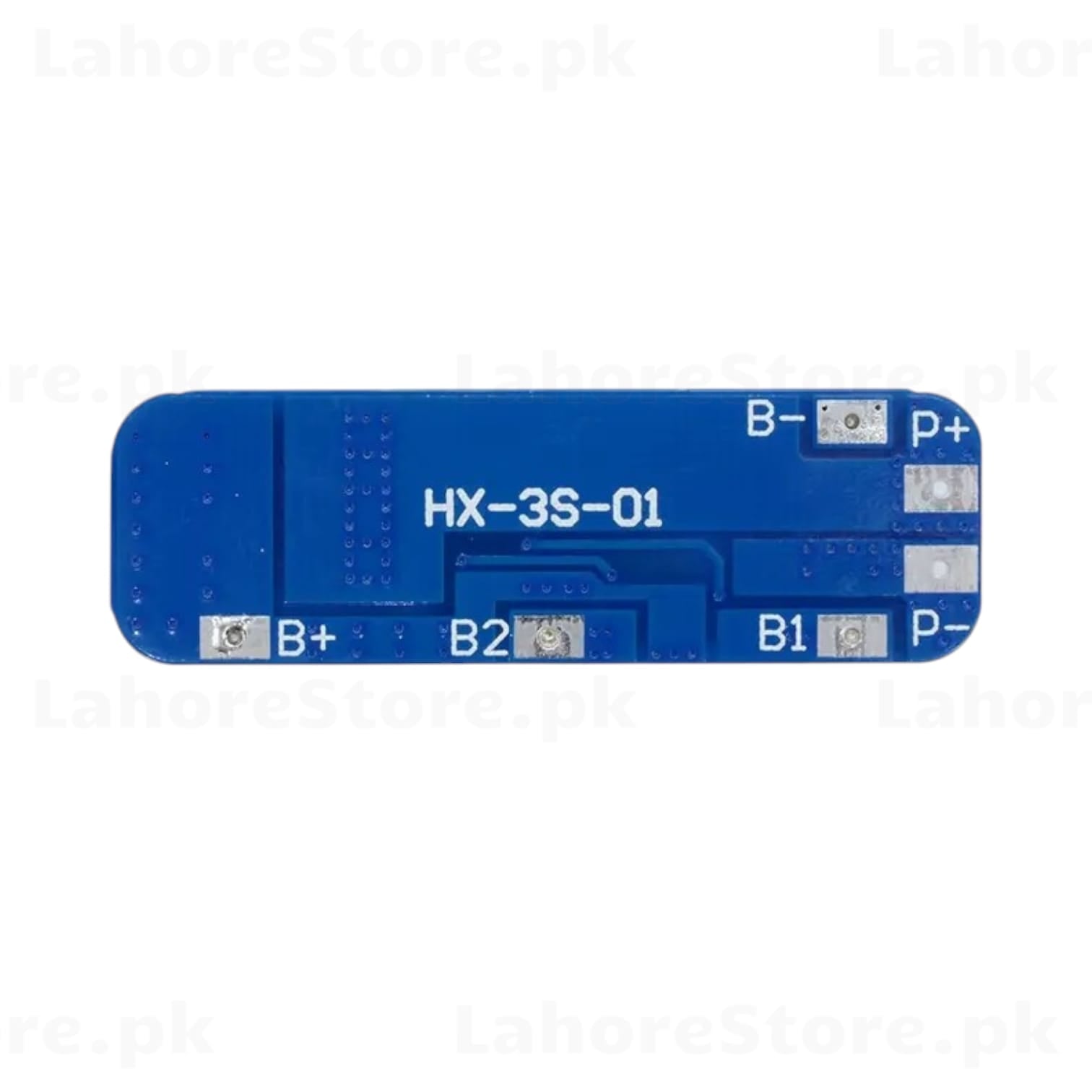 HX-3S-01 BMS board back view showing B+, B1, B2, P- pads