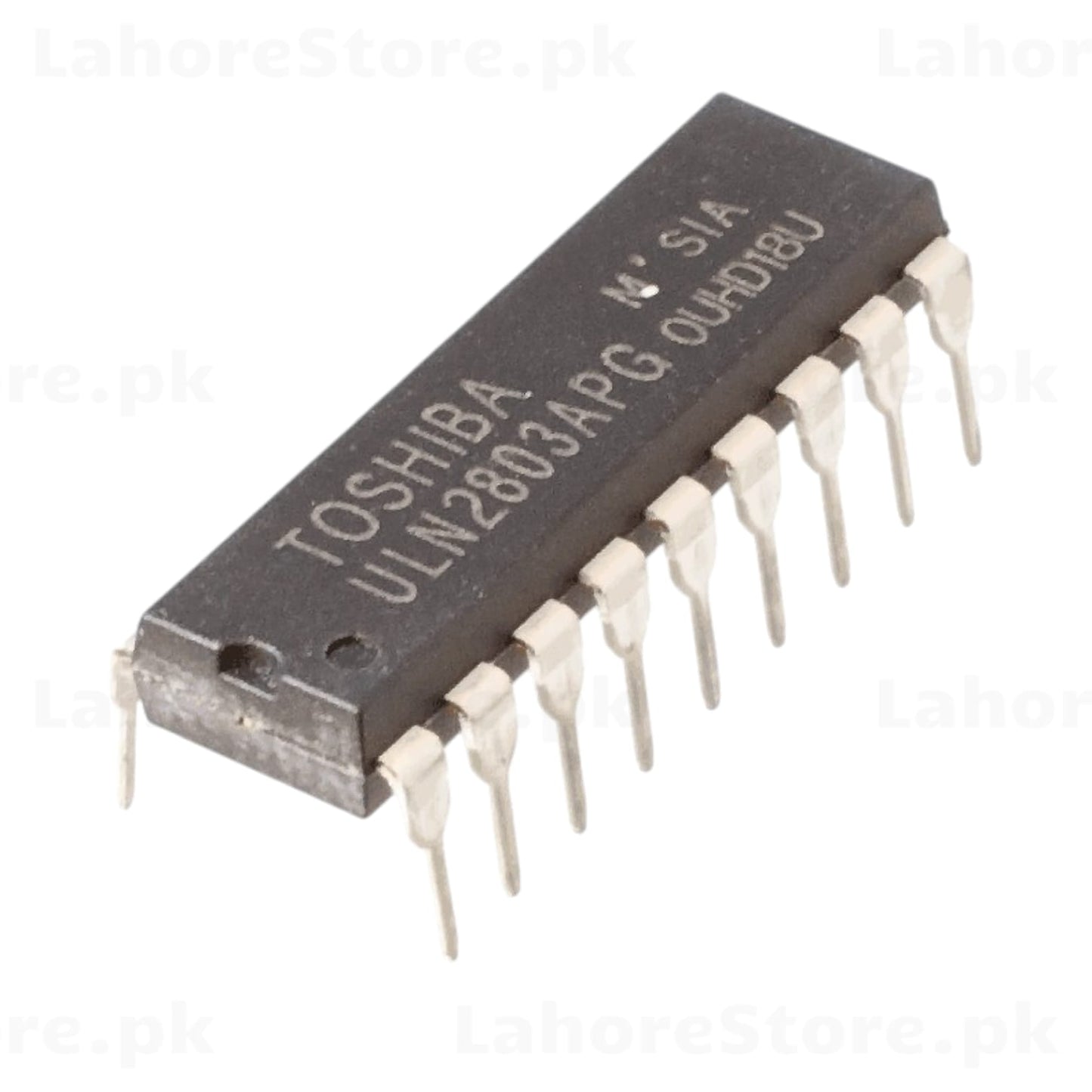 Toshiba ULN2803APG DIP-18 IC side view with pins