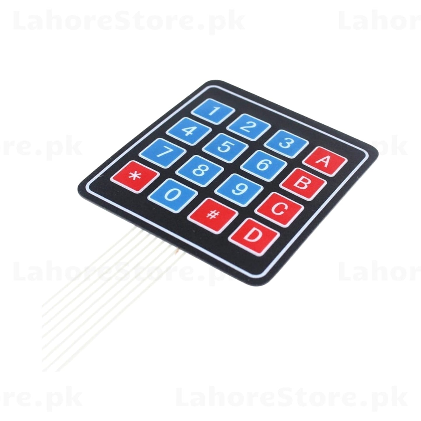 4x4 Membrane Keypad Matrix – angled view showing flexible ribbon cable