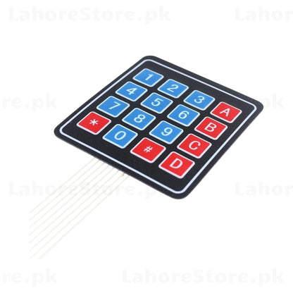 4x4 Membrane Keypad Matrix – angled view showing flexible ribbon cable