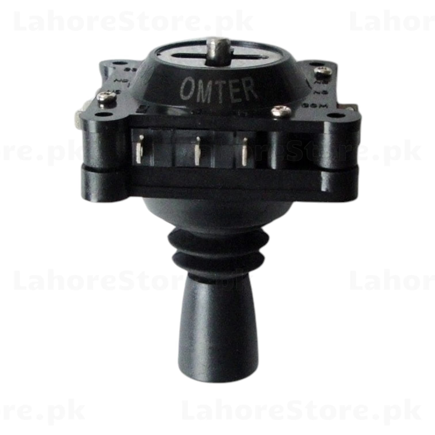 OMTER Arcade Joystick – side view showing OMTER branding and microswitch assembly