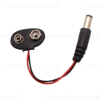 9V Battery Snap Connector with DC Barrel Jack - side view
