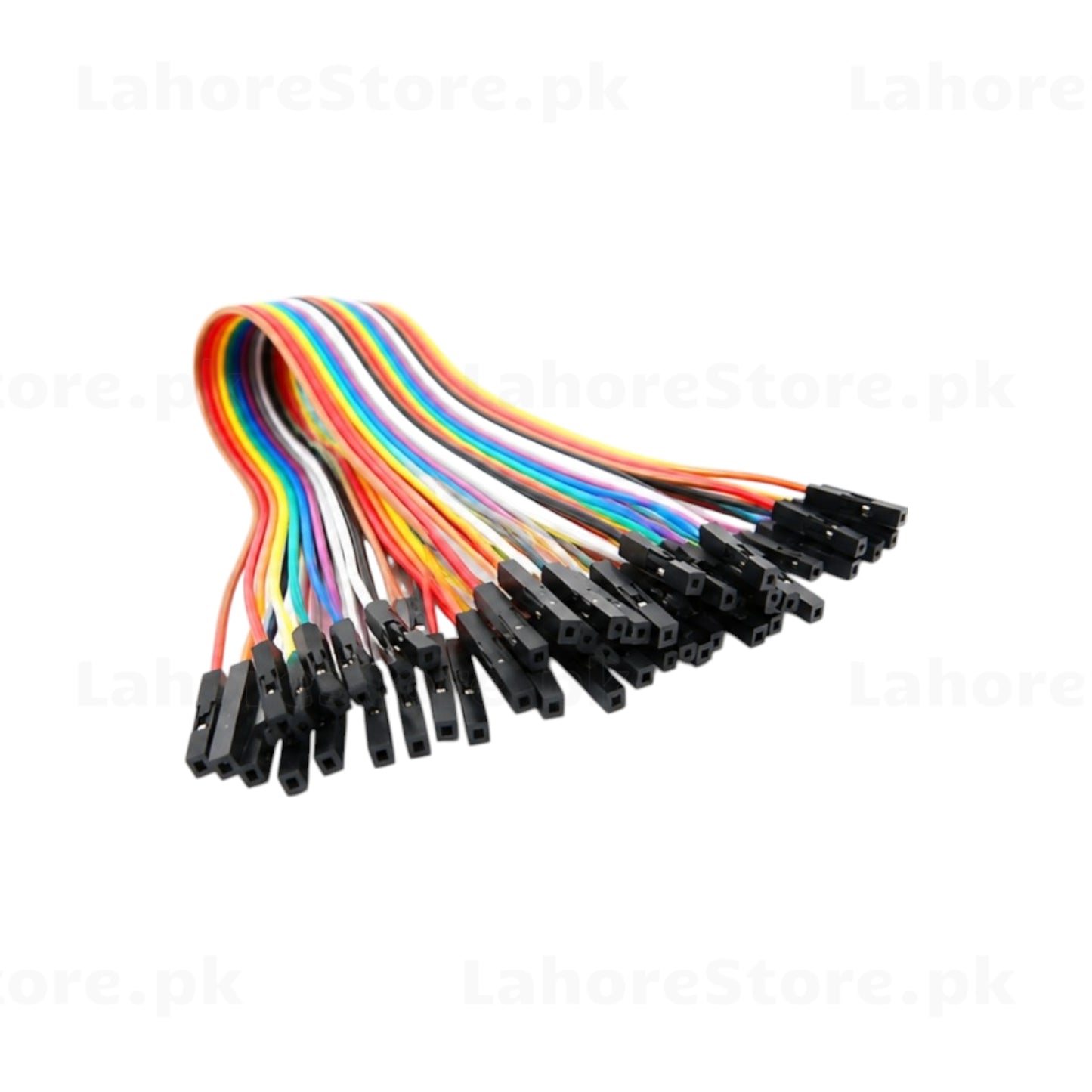 40pcs female to female jumper wires spread out showing colorful Dupont connectors
