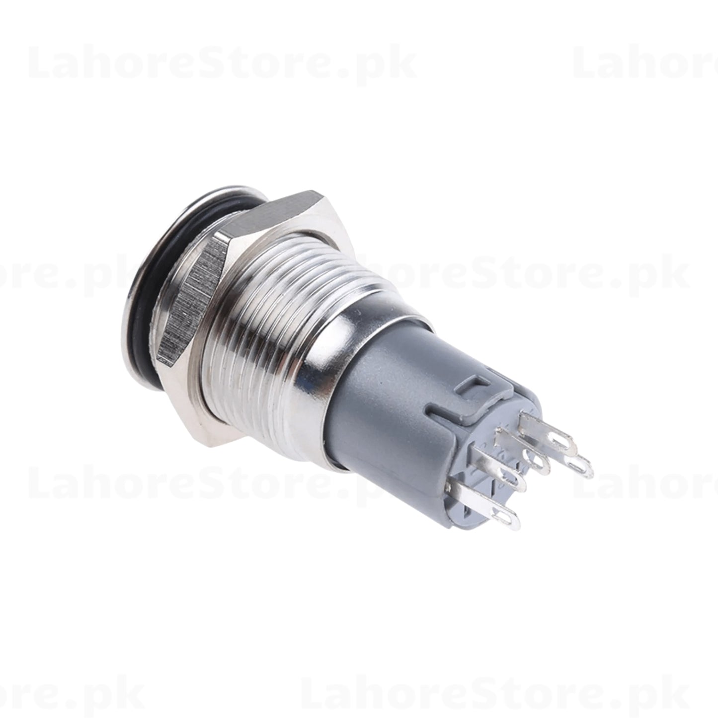 16mm metal push button switch – rear PCB pin terminal view