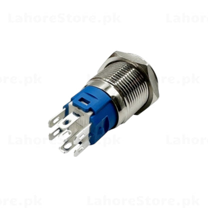 16mm metal push button switch – rear spade tab terminal view