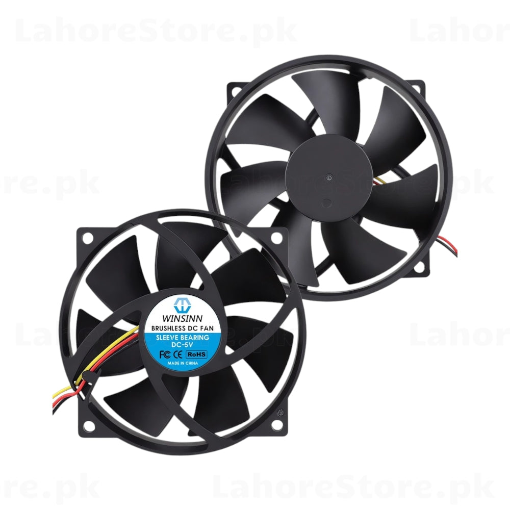 WINSINN 90mm brushless DC fan – front and rear view