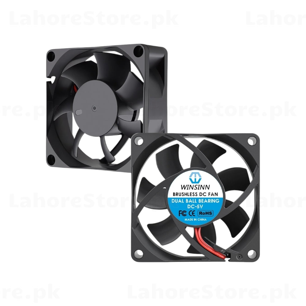 WINSINN 70mm brushless DC fan – front and rear product view
