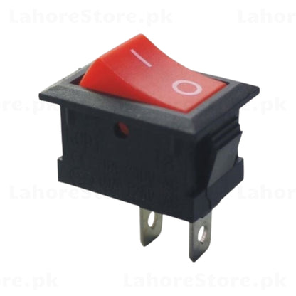 Mini red rocker switch SPDT front view