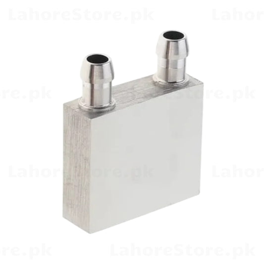Aluminum water cooling block single unit with dual barb fittings