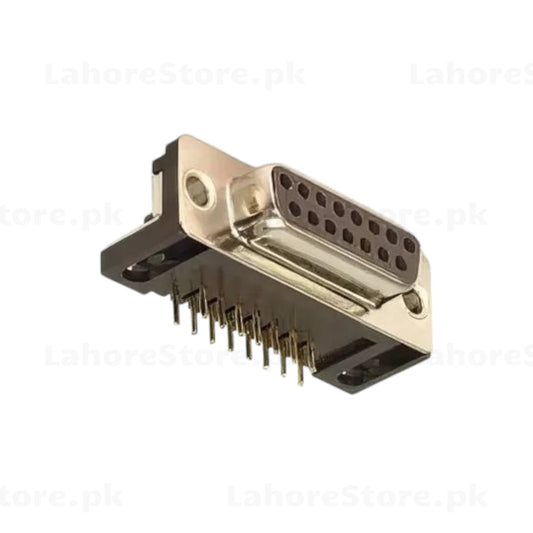 DB15 Female Right Angle PCB Mount Connector 15-Pin Gold Plated