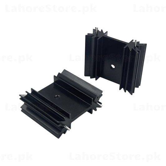 TO-220 Black Anodized Aluminum Heatsink pair front and back view