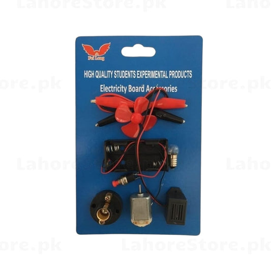 Fei Long Electricity Board Accessories Kit with motor fan battery holder bulb switch and crocodile clips