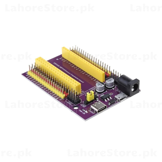 ESP32S 38-Pin Expansion Board side view showing USB-C and DC jack