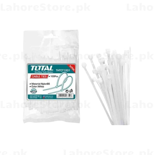 Total THTCT1001 white Nylon66 cable ties 100 pieces pack