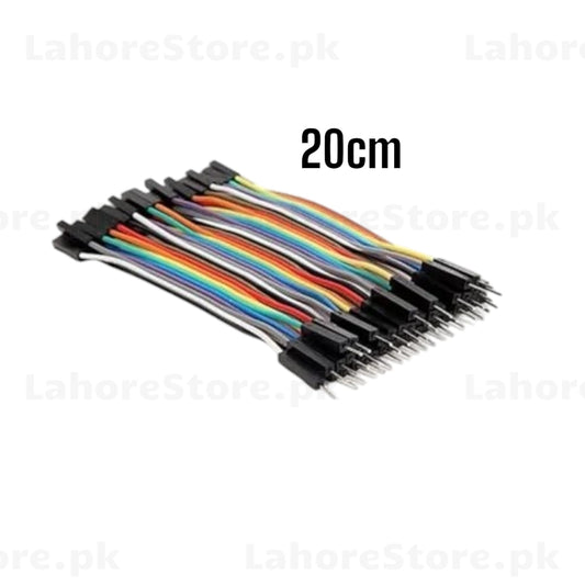 Jumper wires male to female 20cm 40 pieces rainbow colors pack