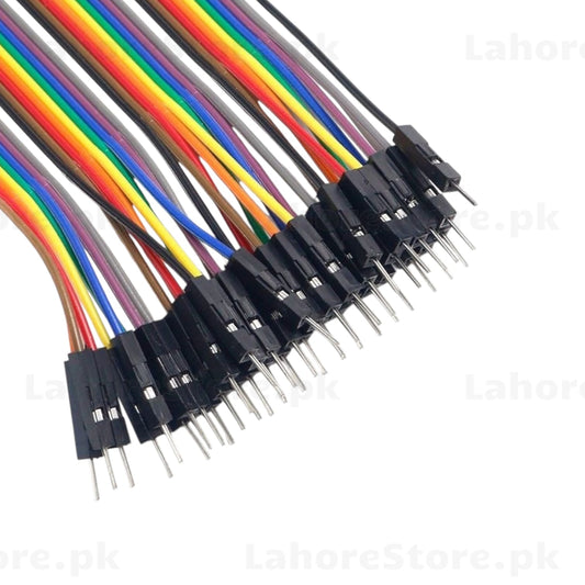 Jumper wires male to female 20cm close up showing Dupont connectors and pins