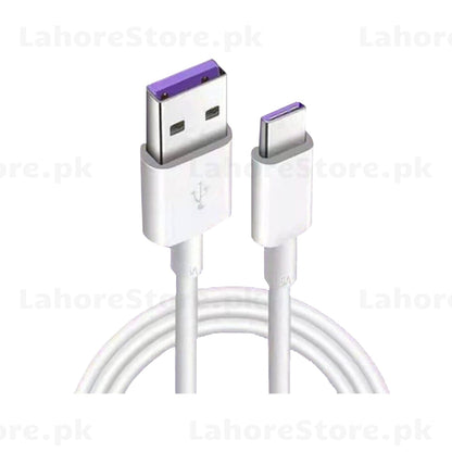 USB Type-A to USB Type-C white cable 1m with purple accent connectors