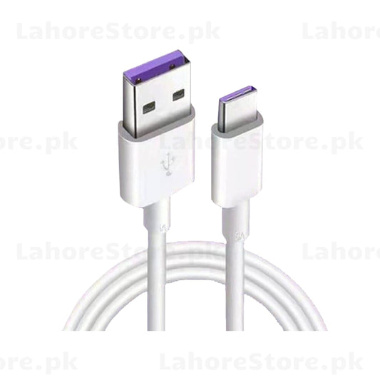USB Type-A to USB Type-C white cable 1m with purple accent connectors