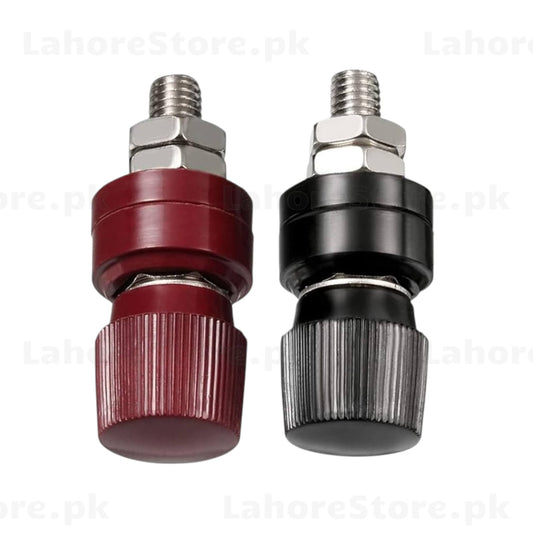 Banana Binding Post Terminal Red and Black Pair - Threaded stud with knurled knob