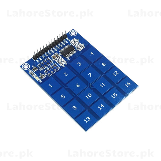 TTP229 16 channel capacitive touch sensor module blue PCB numbered pads 1 to 16