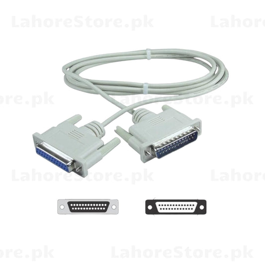 DB25 Female to Male Parallel Port Cable 1.5M - Gray with 25-pin connectors