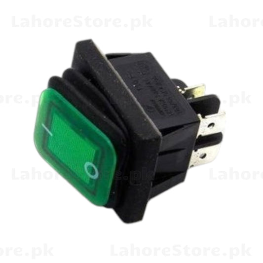 Green Illuminated Rocker Switch 4 Pin close-up view 220V AC
