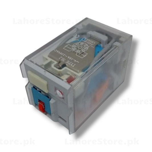 MY2 Power Relay 10A 250VAC DPDT transparent cover with manual override button