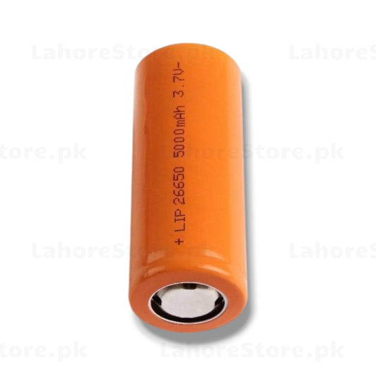 LIP 26650 5000mAh 3.7V Lithium Ion Battery single flat top close-up