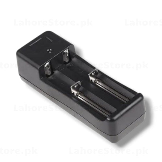 HPS-D02 Dual Slot Li-ion Battery Charger top view with spring contacts