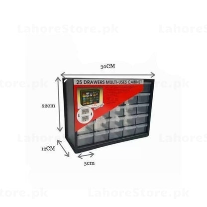 25 Drawers Multi-Uses Cabinet dimensions 30cm x 22cm x 12cm diagram